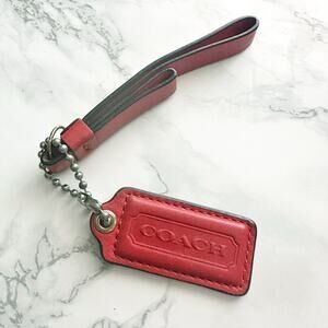 Coach Red 2” Leather Hangtag & Leather Loop Tassel Keychain Bag Charm